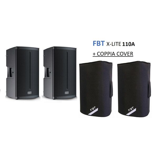 FBT Xlite 110A +  Cover XL-C10 Coppia Casse Amplificate Attive Professionali 10" 3000W Bluetooth 5.0