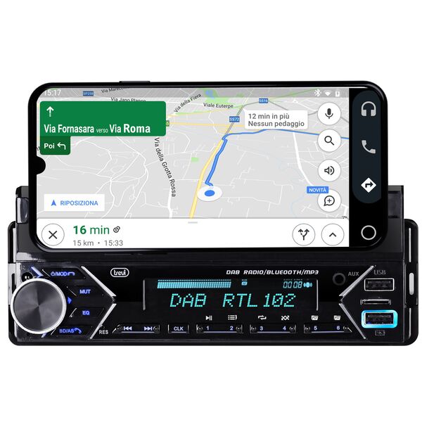 Trevi SCD 5753 DAB Autoradio DAB DAB+ FM 160W Supporto Smartphone 7" Bluetooth USB Micro SD