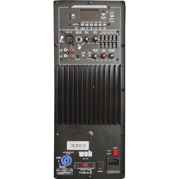 BK-152 Cassa Amplificata Attiva 15" 1000W Bluetooth/USB/Scheda SD + telecomando