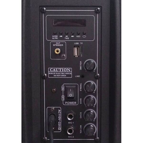 Coppia Casse Acustiche Amplificate Attive Karaoke Bluetooth Audio USB SD MP3 Radio FM