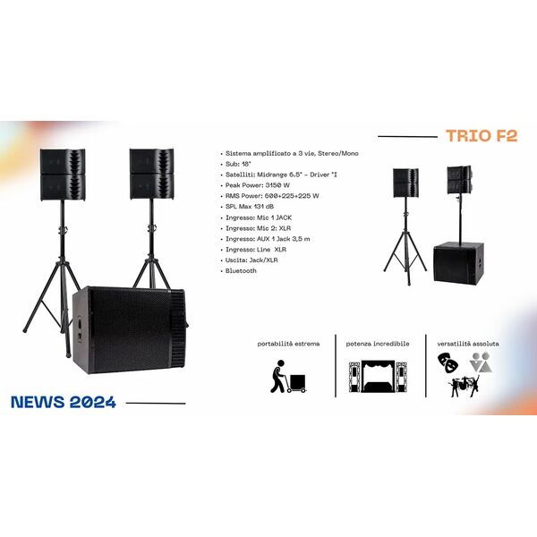 AudioDesign Pro Trio F2 sistema Array Amplificato Attivo SW 18 + 4 Satelliti