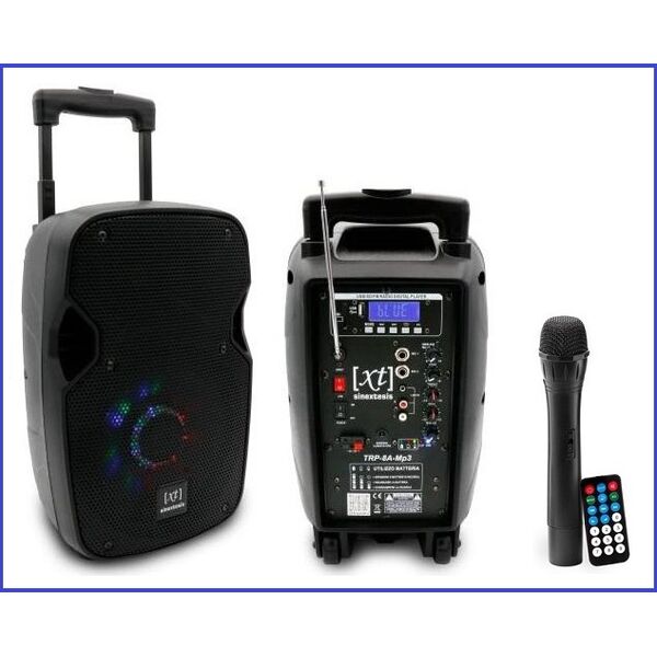 SINEXTESIS TRP08A-Mp3 Cassa Amplificata Attiva Diffusore Trolley 200W Ricaricabile