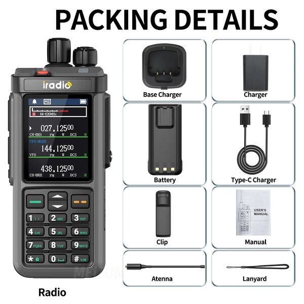 IRADIO UV-98 PLUS Radio Palmare Air Band 10W Cross-Band Repeater RX HF SSB
