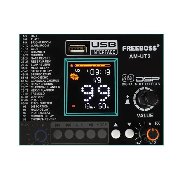 AM-UT2 Mixer Audio Professionale Console Mixer 6 Canali DSP 99 Effetti EQ 7 Bande Alimentazione Fantom