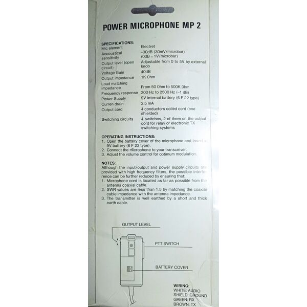 Sadelta Mp-2 Microfono Preamplificato Palmare Per Radio CB Alta Qualita'