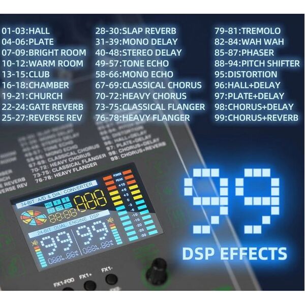 Mixer Audio Professionale 18 Canali 99 + 99 effetti DSP Bluetooth/USB Evoluzione del Montarbo XD-69
