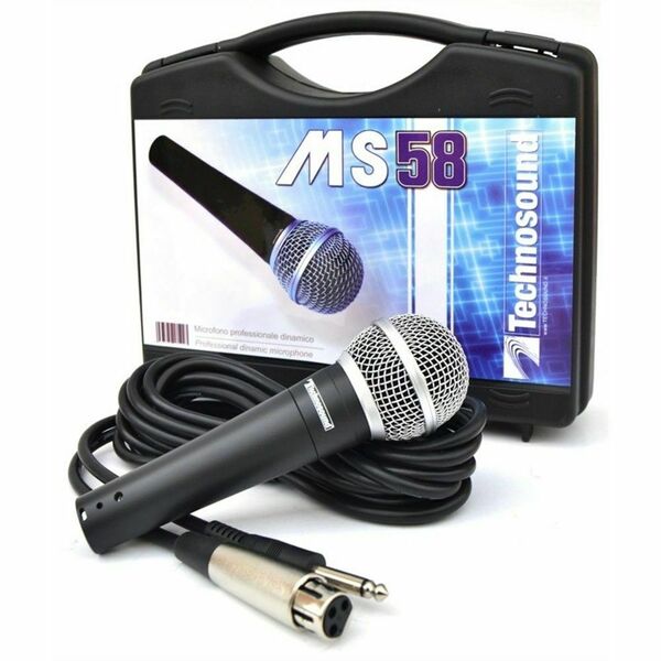 TECHNOSOUND MS 58 microfono professionale + valigetta per karaoke radio speaker