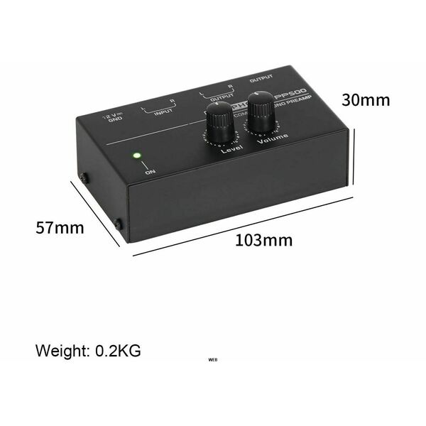 PP500 Preamplificatore per Collegare Giradischi Phono a Aux IN Line CD senza distorsio