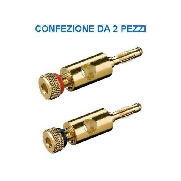 Connettore a Banana a vite placcato oro Rosso Nero per Casse/Amplificatore 2-Pz