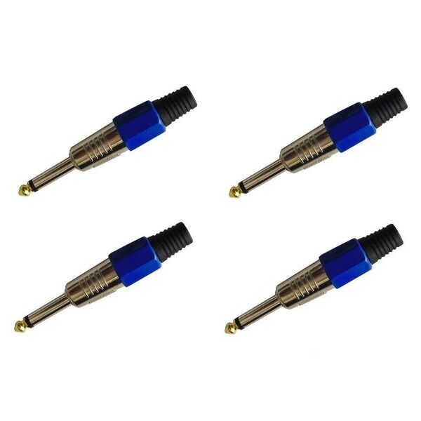 Connettore Spina Jack 6.3mm mono - blu Attacco per chitarra mixer casse 4-Pezzi