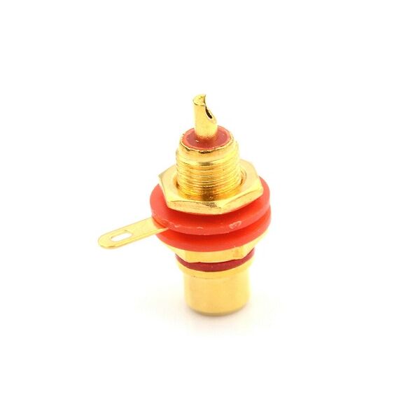 Presa RCA da pannello dorata professionale - rossa Connettore Femmina Gold