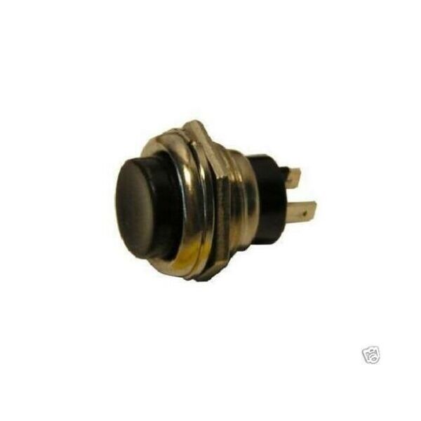 PULSANTE CROMATO PROFESSIONALE TASTO NERO NORMALMENTE APERTO 3A FORO 16mm 12V