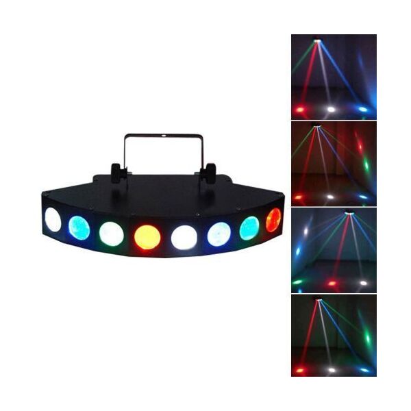 EFFETTO LUCE PSICHEDELICHE DISCOTECA DJ LED 8 LENTI DMX RGBW MULTICOLOR PALCO