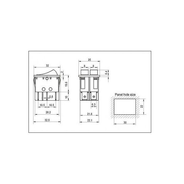 Doppio pulsante a bilanciere START/STOP 8A 250VAC - nero