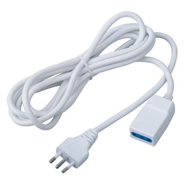 PROLUNGA ELETTRICA LINEARE CON SPINA E PRESA DI SICUREZZA 2P+T10A BIANCA 3mt