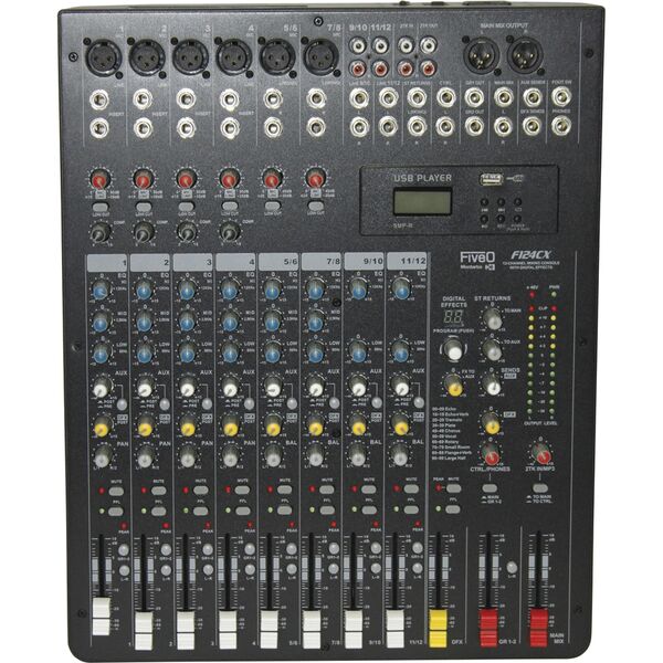 MONTARBO FiveO F124CX Mixer Audio 12 Canali MP3 Registratore USB (Ex-Demo)