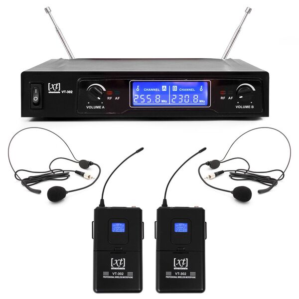 XT VT-302 AA Radiomicrofono VHF Doppio Bodypack + Archetto
