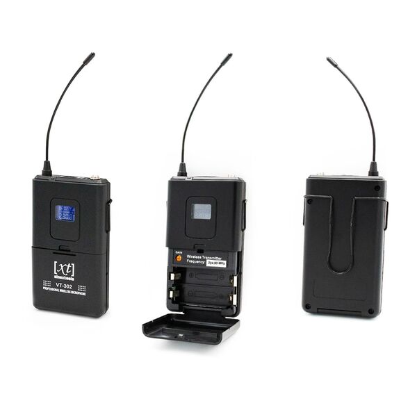 XT VT-302 AA Radiomicrofono VHF Doppio Bodypack + Archetto