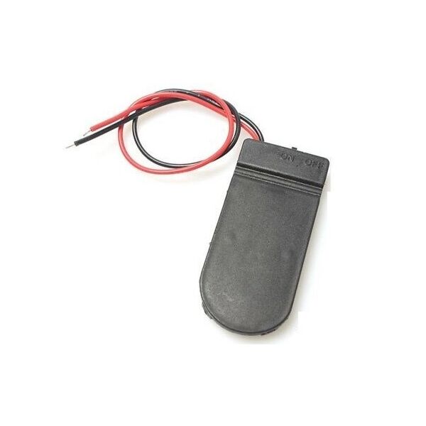 Contenitore porta batterie CR2032 2 posti con interruttore on/off