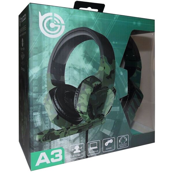 Cuffie gaming con microfono Tucci A3 - Verde scuro camouflage