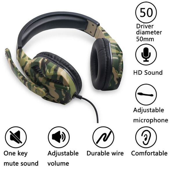Cuffie gaming con microfono Tucci A1 ARMY - Camouflage