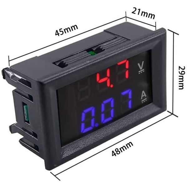 Amperometro Voltmetro Digitale DC 0-100V 10A con 2 display
