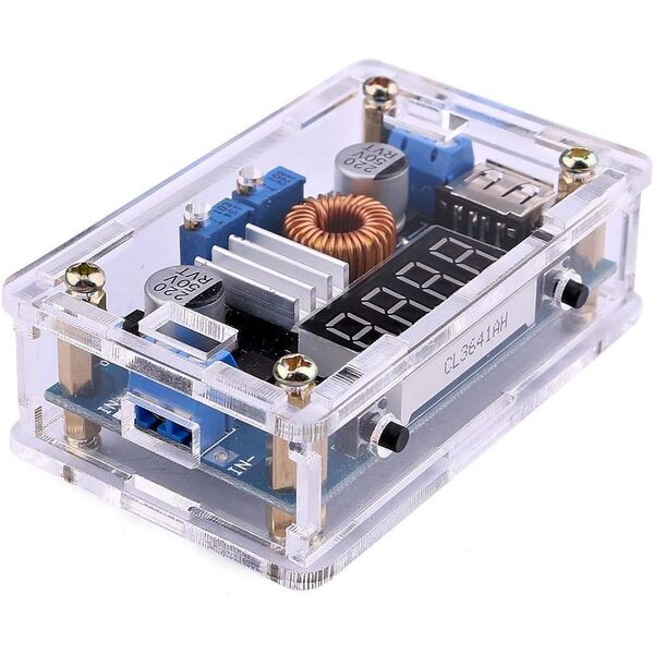 Regolatore di tensione da 5-36V a 1,25-32V DC con display e USB