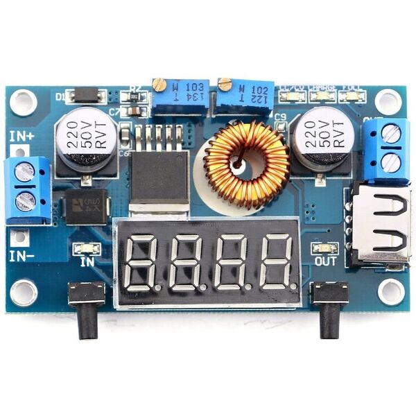 Regolatore di tensione da 5-36V a 1,25-32V DC con display e USB