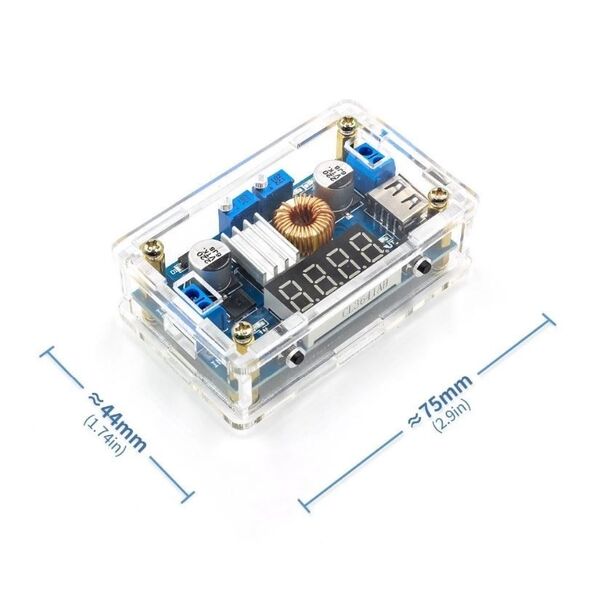 Regolatore di tensione da 5-36V a 1,25-32V DC con display e USB