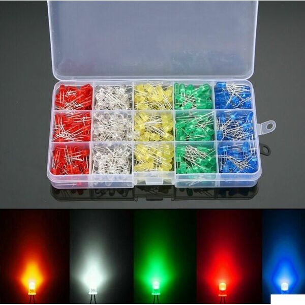 Kit diodi led 5mm 500pz 5 colori