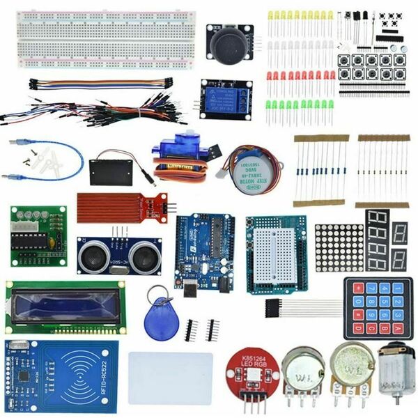 Starter kit arduino Uno R3 breadbord e supporto motore passo-passo/servo/1602 LCD/cavo jumper