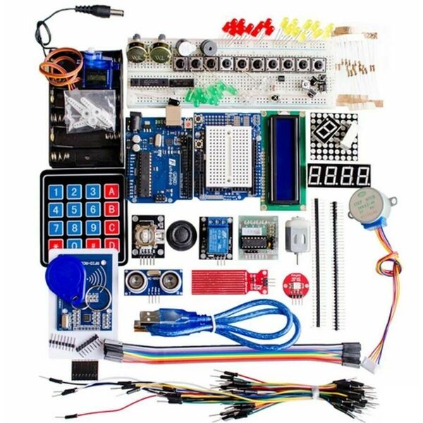 Starter kit arduino Uno R3 breadbord e supporto motore passo-passo/servo/1602 LCD/cavo jumper