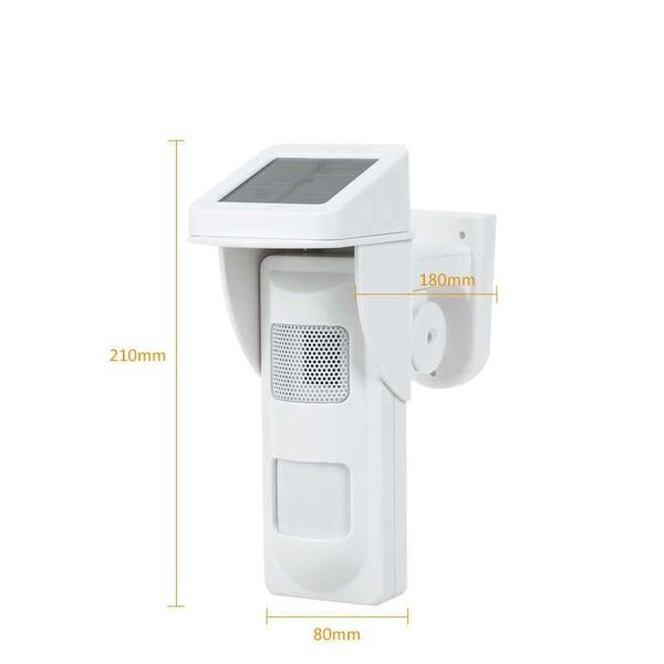 Sensore movimento PIR solare con sistema sonoro e flash LED