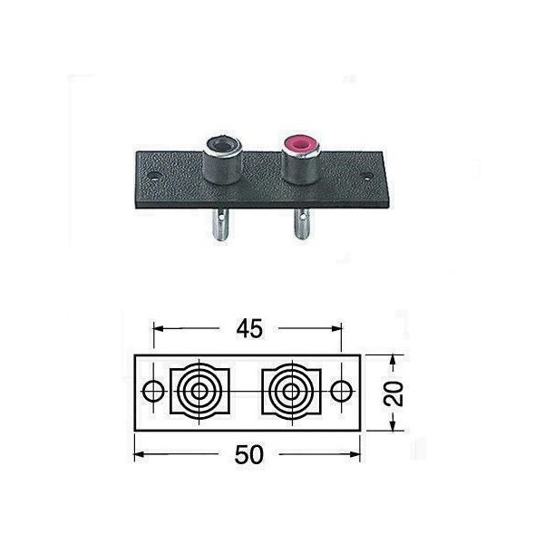 Connettore RCA da Pannello 2 poli Basetta Morsettiera RCA