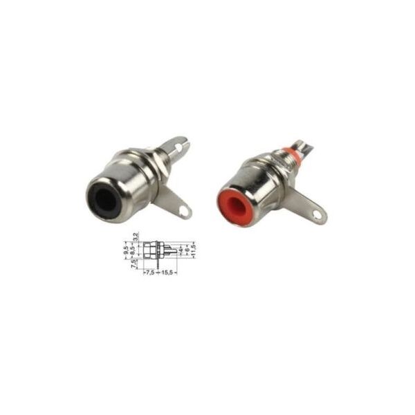 Connettore presa RCA da pannello ROSSO - NERO 2-Pezzi