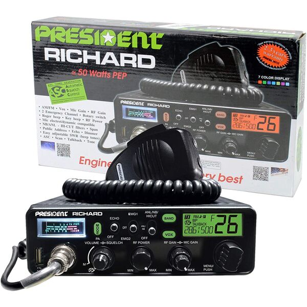 PRESIDENT RICHARD Export Radio CB 540 Canali 50W PEP AM/FM + ECHO + BEEP + USB