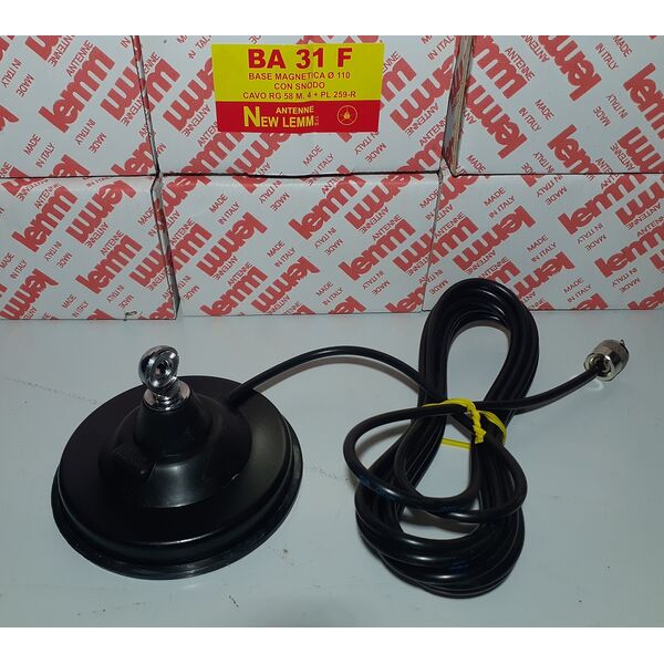 BA-31F Base magnetica per Antenna CB VHF UHF con attacco DV completa di cavo RG-58 e PL 259
