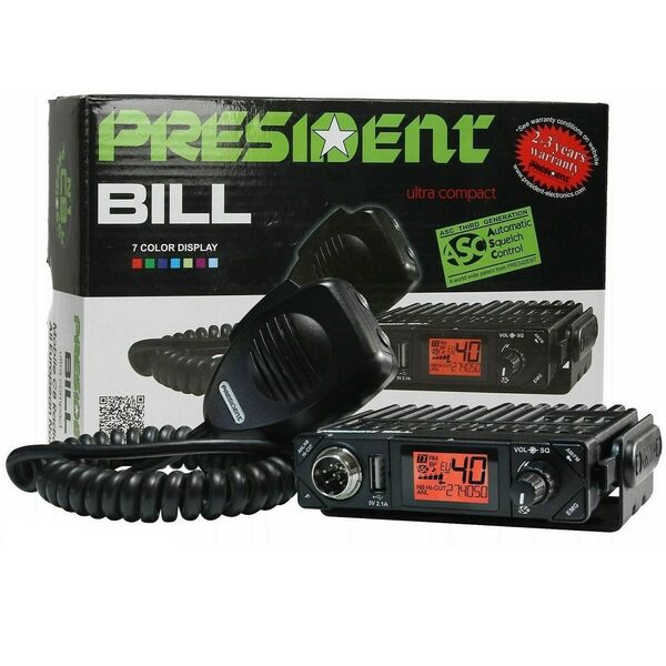 President Bill Export Ricetrasmittente Radio CB Veicolare 450 canali AM/FM 20W USB