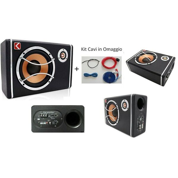 Subwoofer Amplificato Attivo 480W Sub Woofer per Auto Ultra Piatto x Cofano baule