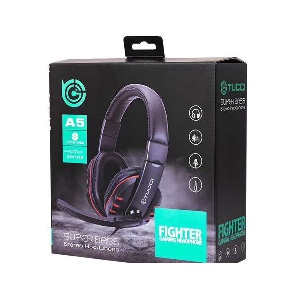 Cuffie gaming con microfono Tucci A5 FIGHTER - Nero e rosso