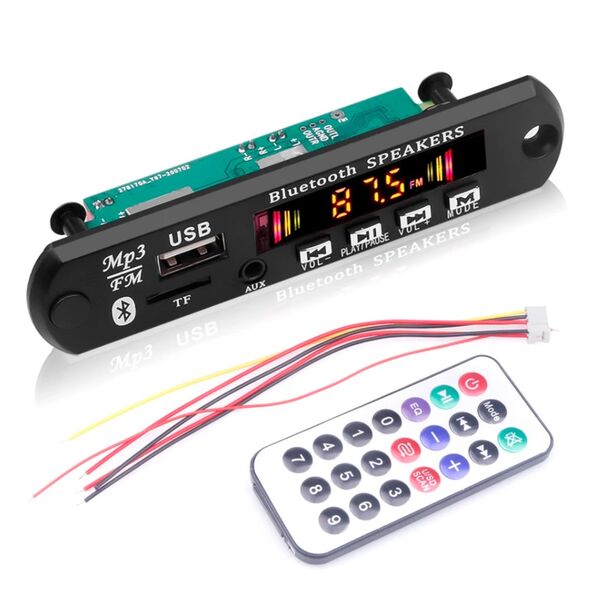 Modulo Amplificatore Multifunzione 12V 2 x 3W FM USB/SD Bluetooth 5.0 AUX con Telecomando