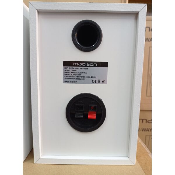 Madison MAD-4WH Diffusori da Scaffale Coppia Casse Acustiche 60W 4 Ohm Bianche