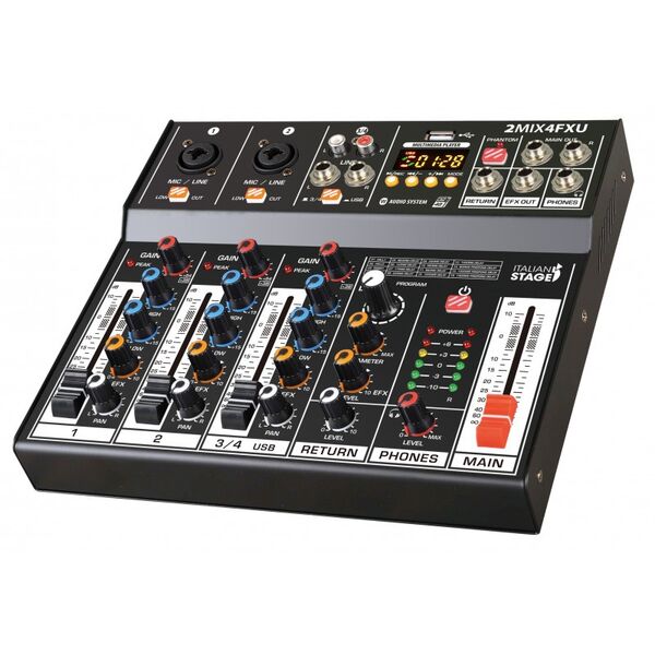 Italian Stage 2MIX4FXU Mixer Audio USB Bluetooth 4 canali con DSP effetti