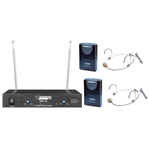AudioDesign Pro PMV 112 BP Radio Microfono Wireless Doppio Archetto