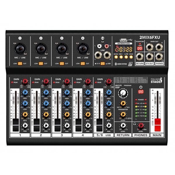 ITALIAN STAGE IS 2MIX6FXU MIXER AUDIO CON MULTIEFFETTI USB BLUETOOTH