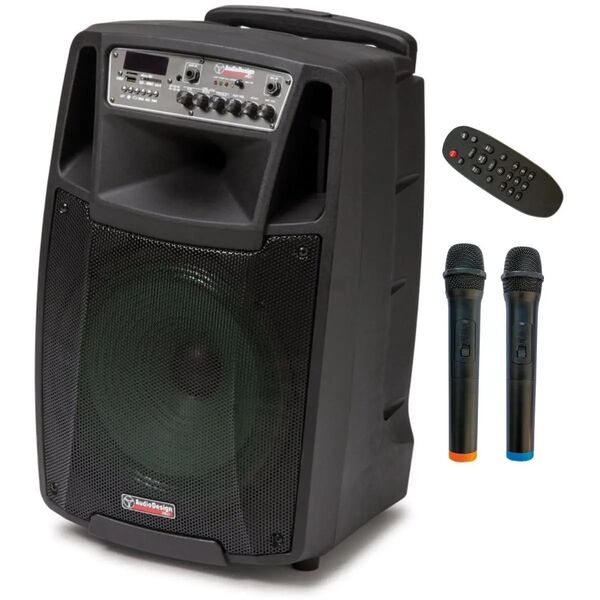 Audiodesign Pro M2 12W/L Cassa Attiva 12" 450w A Batteria Bluetooth USB MP3 + 2 Microfoni WI-FI UHF