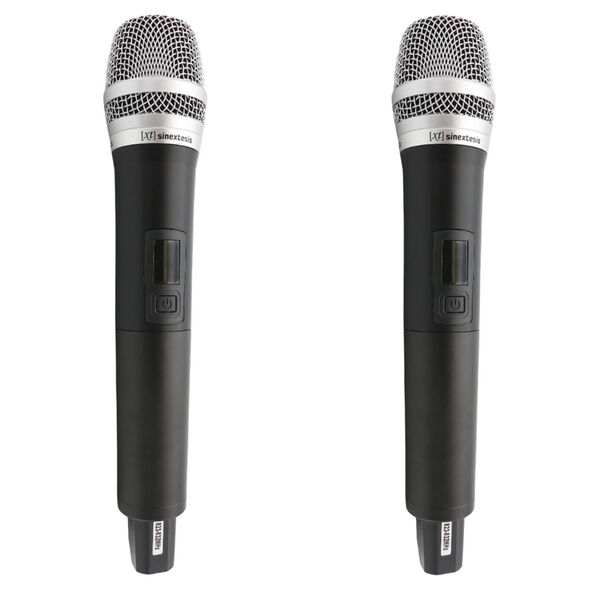 SINEXTESIS XT6PRO-2P Radiomicrofono Professionale UHF Doppio Palmare con sintonizzatore PLL (16+16 Canali)