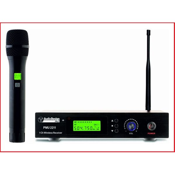 AudioDesign Pro PMU 2211 Sistema Radiomicrofono Wireless Professionale 100 Ch Uhf Con 1 Microfono