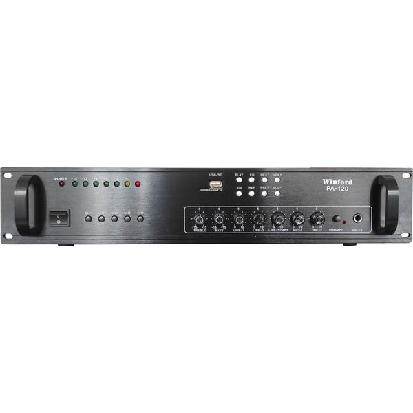 Winford PA-120 Amplificatore audio USB/SD 5 canali 70V/100V/8 Ohm 120W