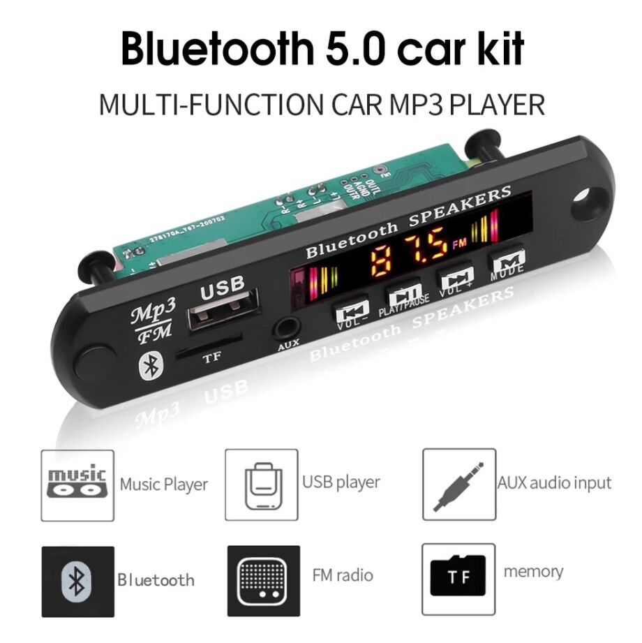 Modulo Amplificatore Multifunzione 12V 2 x 3W FM USB/SD Bluetooth